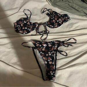 Black floral bikini